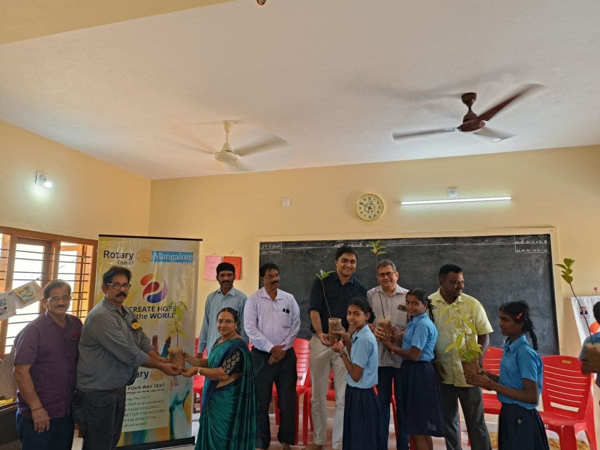 150 Tree saplings distributed to DK Zilla Panchayat High Primary School, Bengre